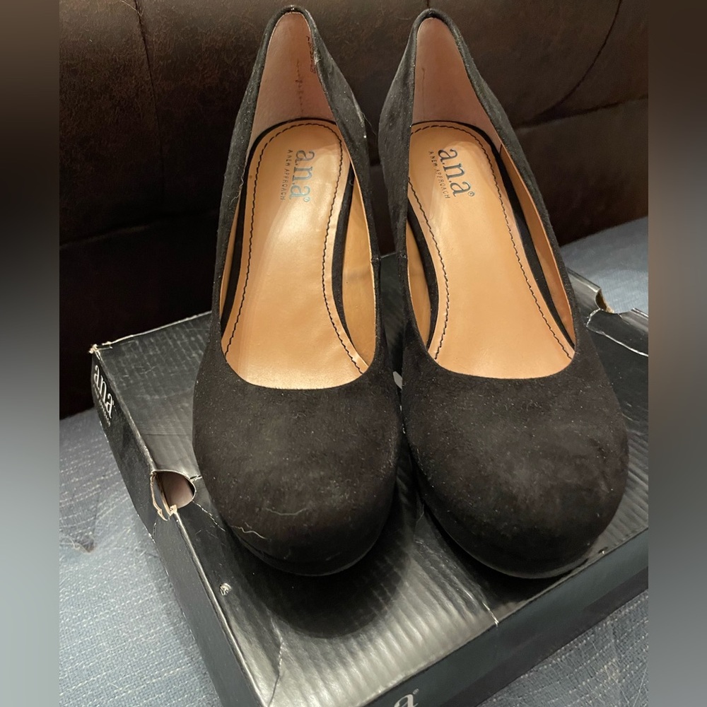 a.n.a Black Suede Wedges